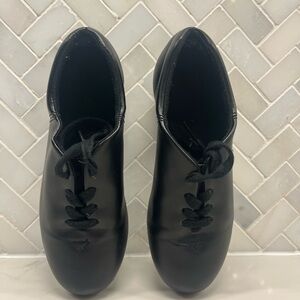 Girls Black Leather Tap Dance Shoes
